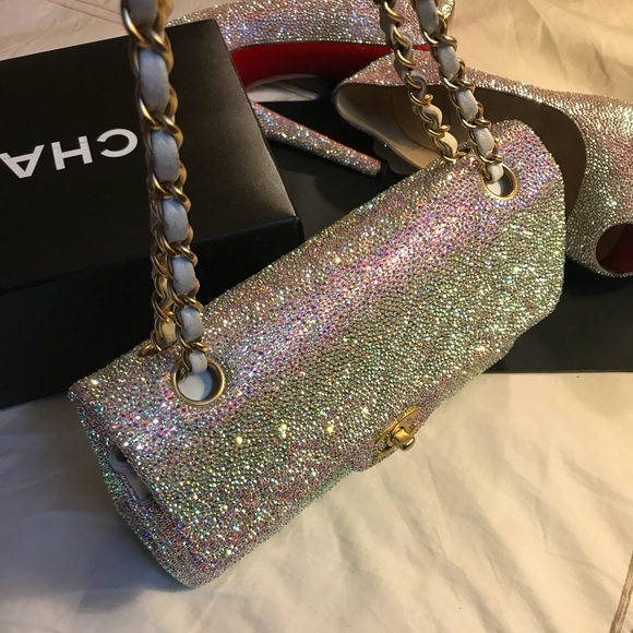 SOLD Authentic Swarovski Chanel Double Flap Bag - Picture 6 of 8